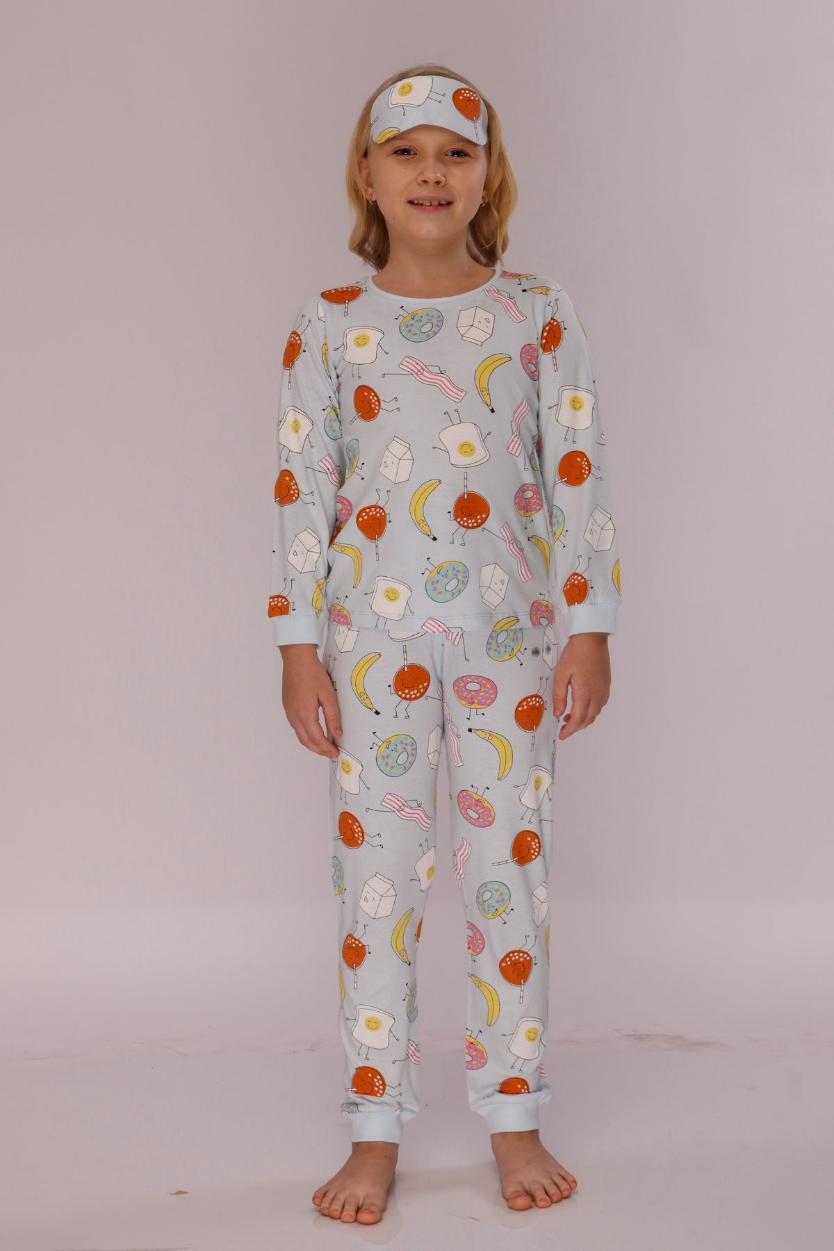 Fruit Doughnuts Cozy Nightsuits Top Pajama Set For Girls