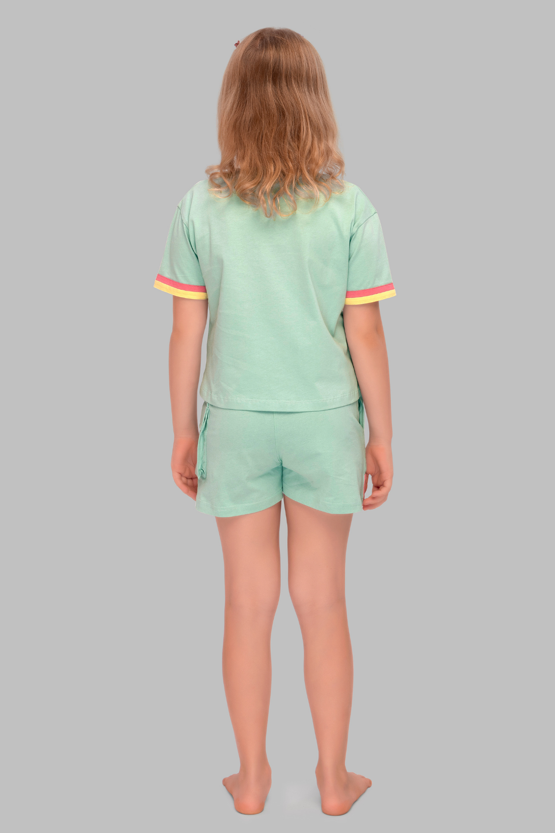 Teal Bunny and Teddy Shorts Set For Girls