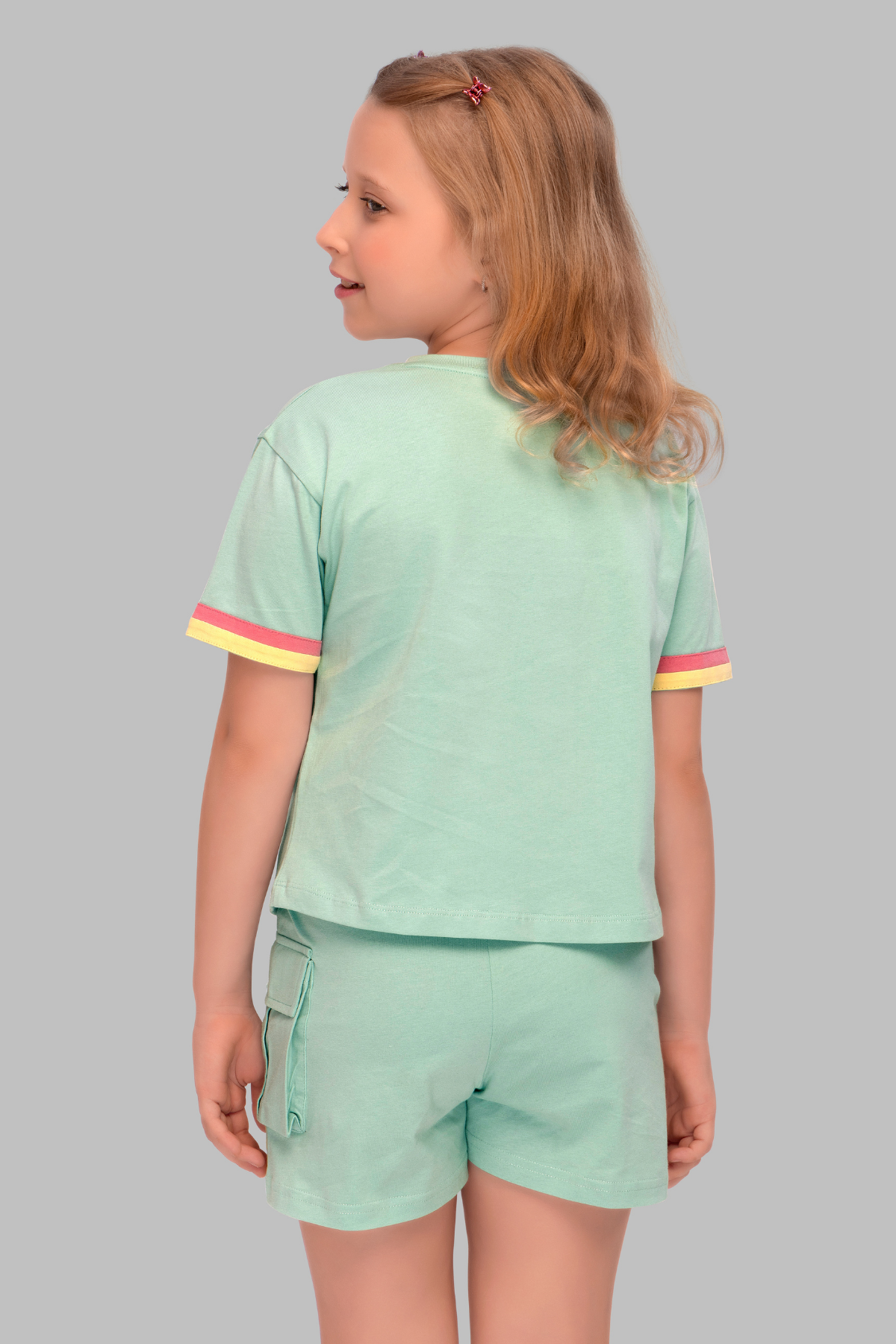 Teal Bunny and Teddy Shorts Set For Girls SH 25049