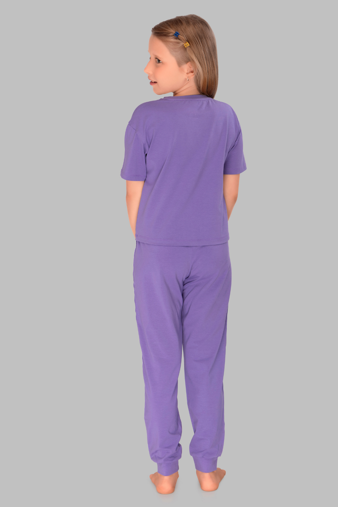 Dreamy Lavender Co-Ord Night Suit for Girls – Cozy Cotton Jogger Set 25017