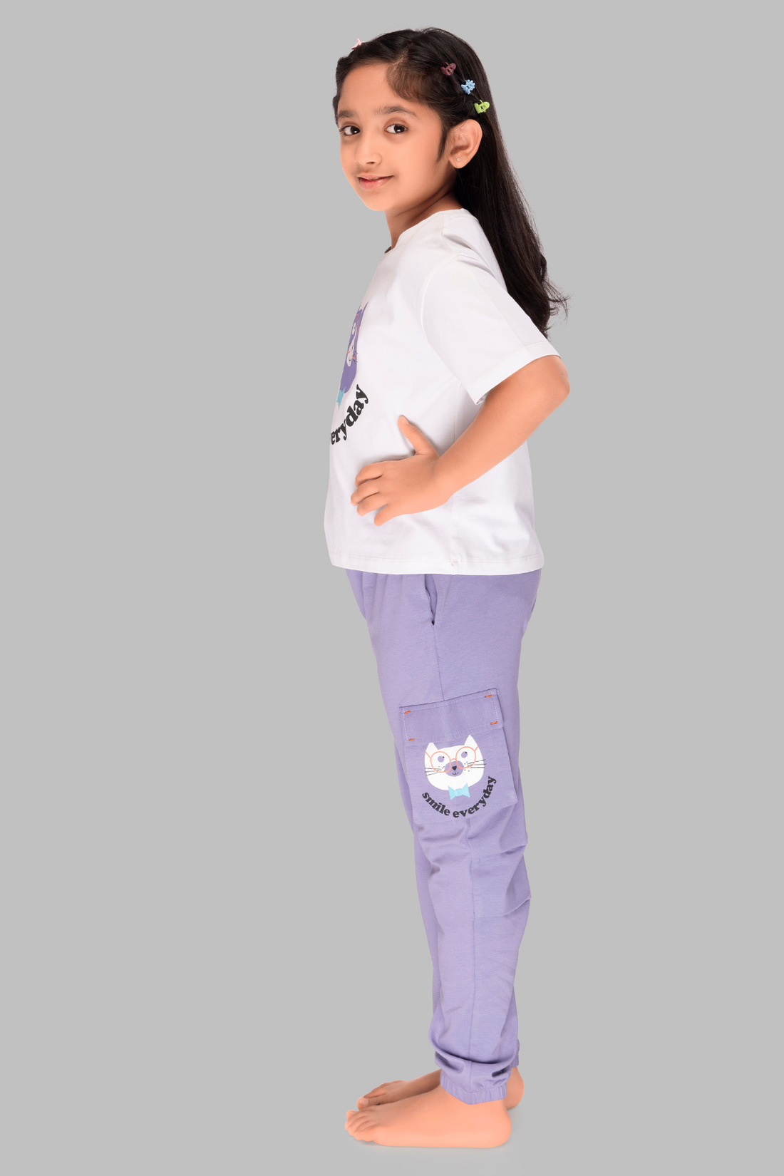 Lavender Dream: Smile Everyday Girls' Jogger Night Suit JG 25020