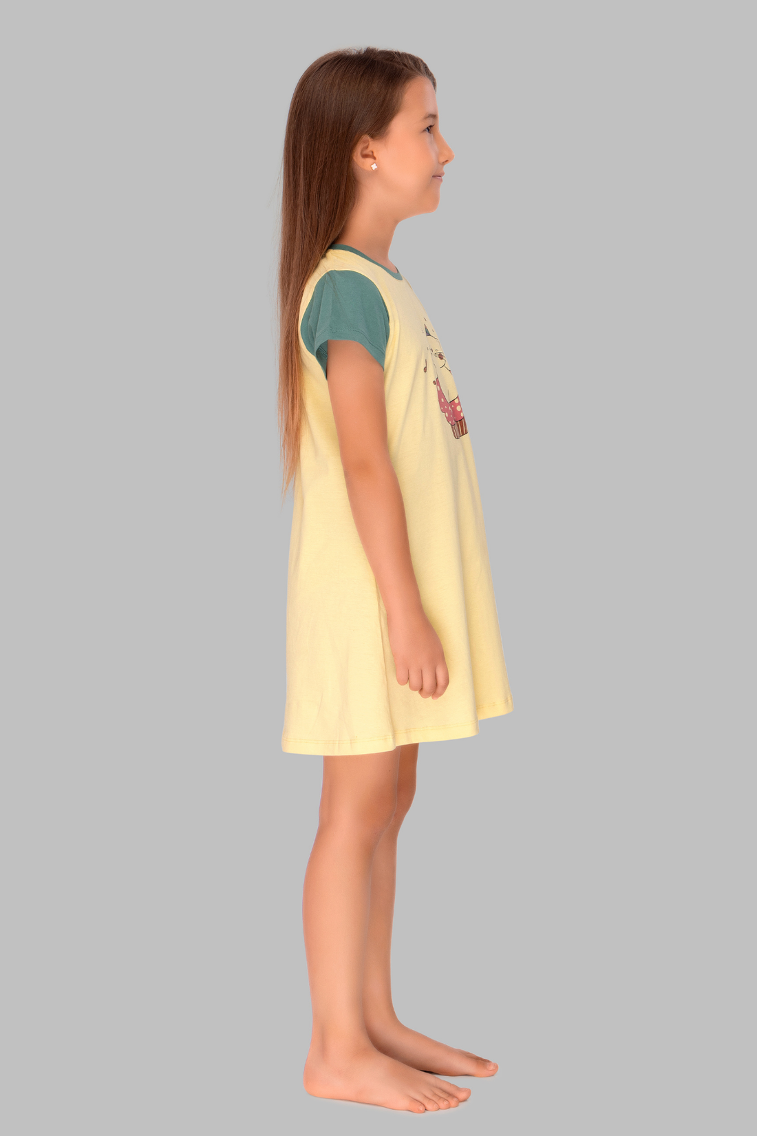 Pretty Kitty Yellow Lounge Frock For Girls