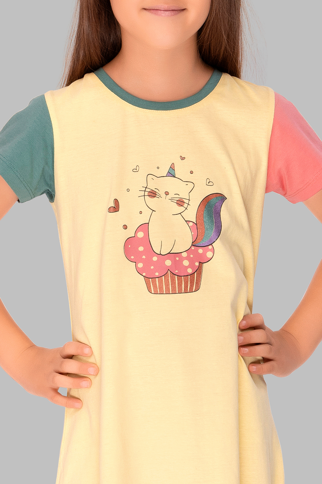 Pretty Kitty Yellow Lounge Frock For Girls