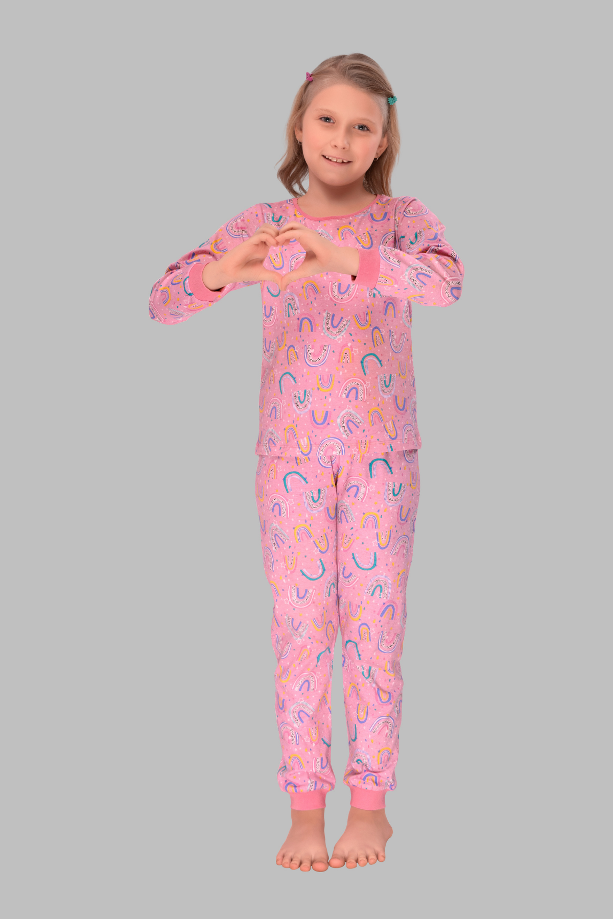 Rainbow Cute Cozy Nightsuits Top Pajama Set For Girls