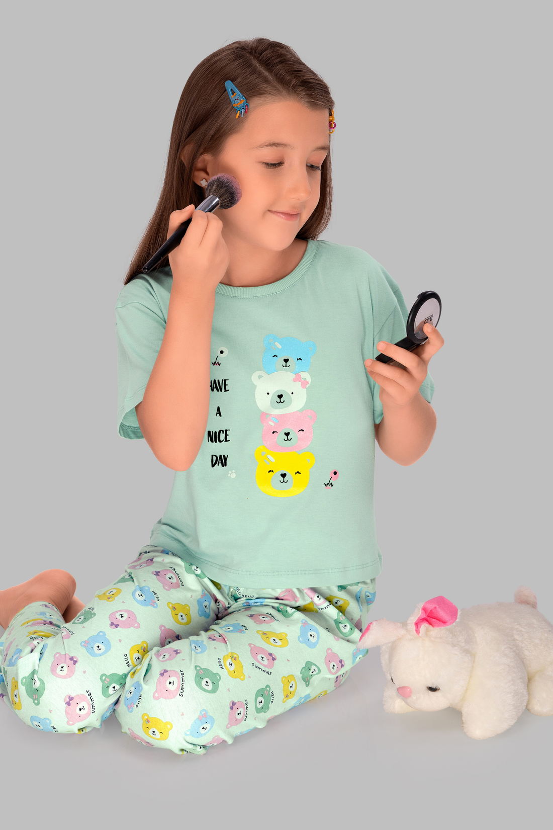 Teddy Dreams Top Pajama Set For Girls