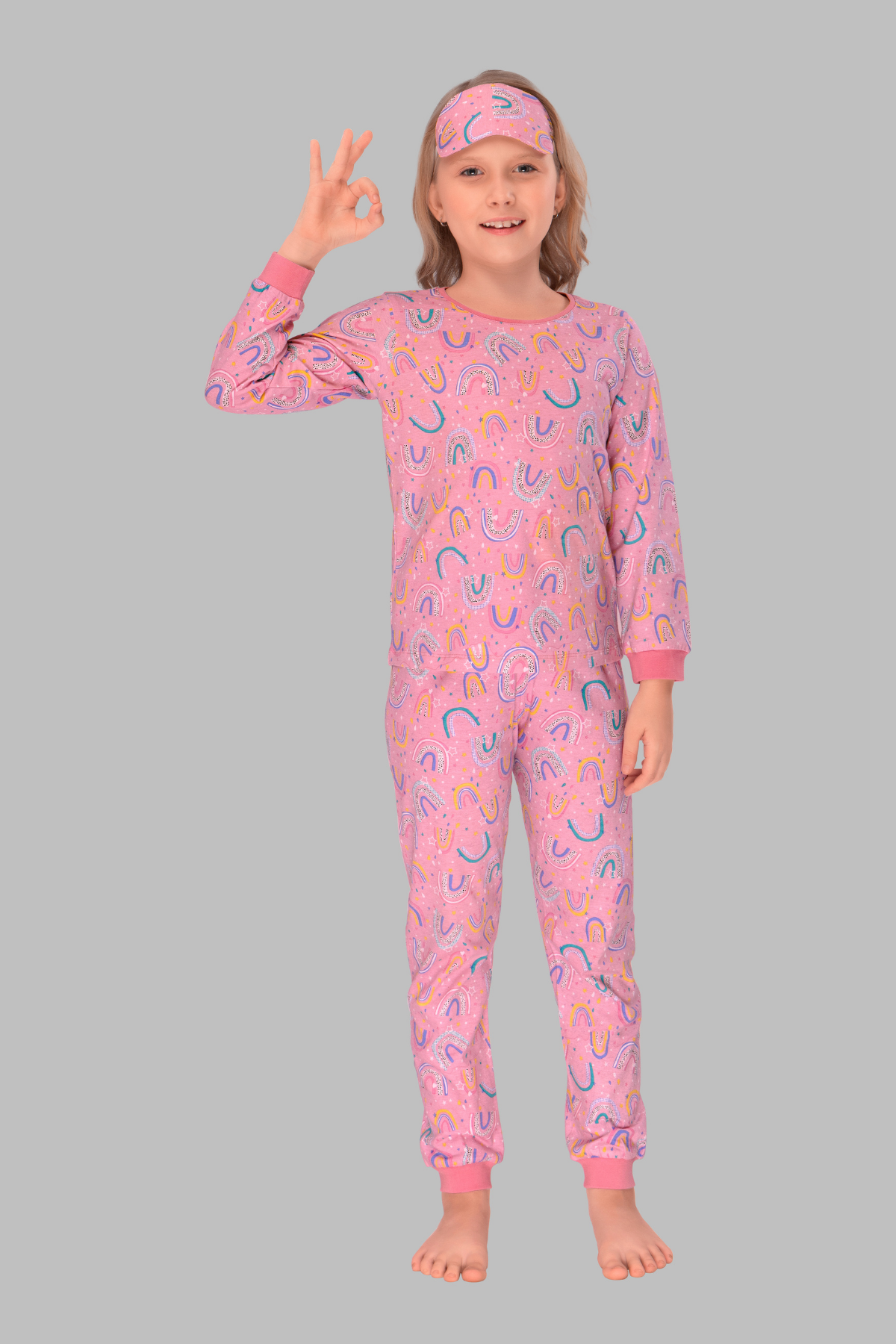 Rainbow Cute Cozy Nightsuits Top Pajama Set For Girls