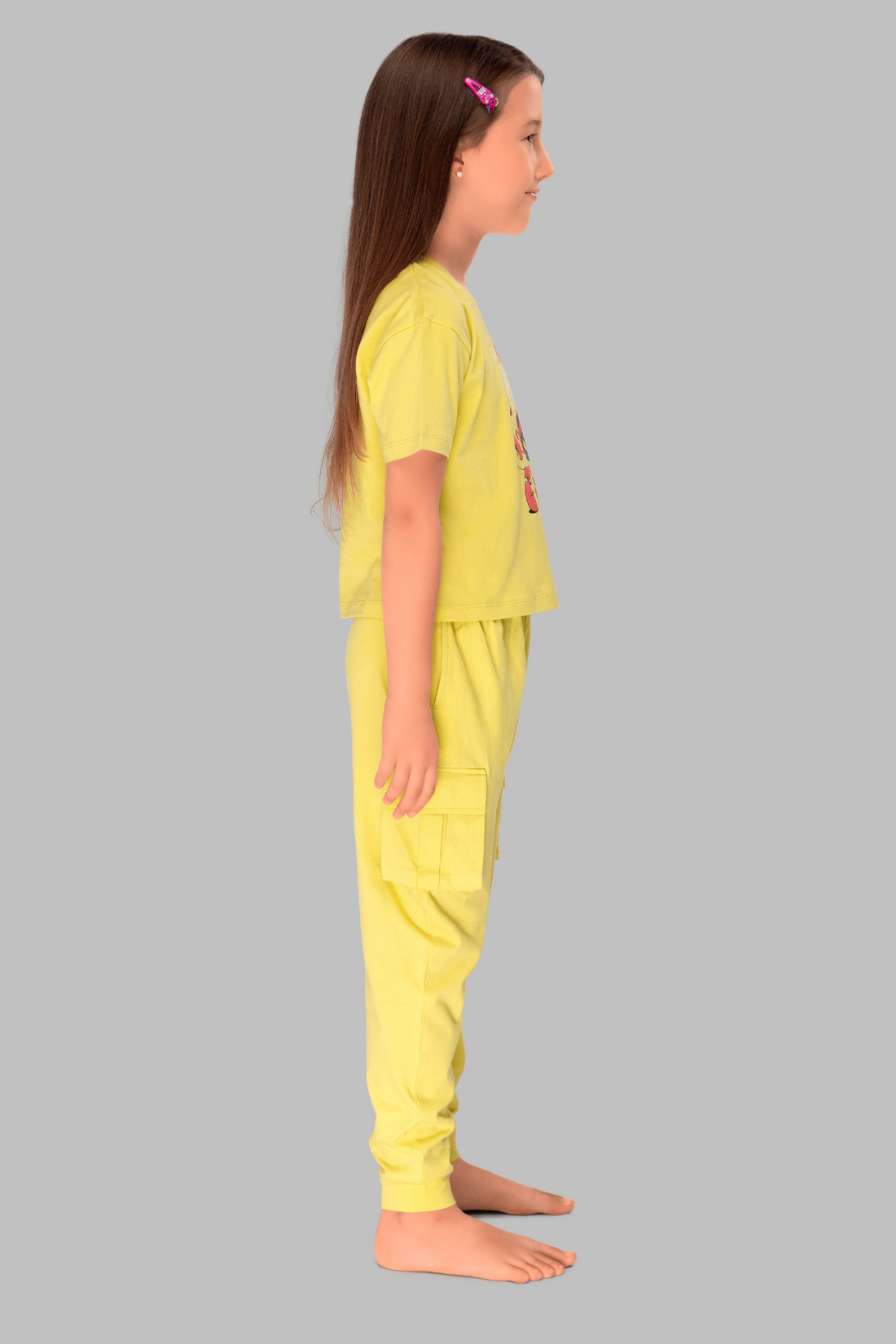 Yellow Banana Print Jogger Set for Kids - Cute Night Suit for Girls