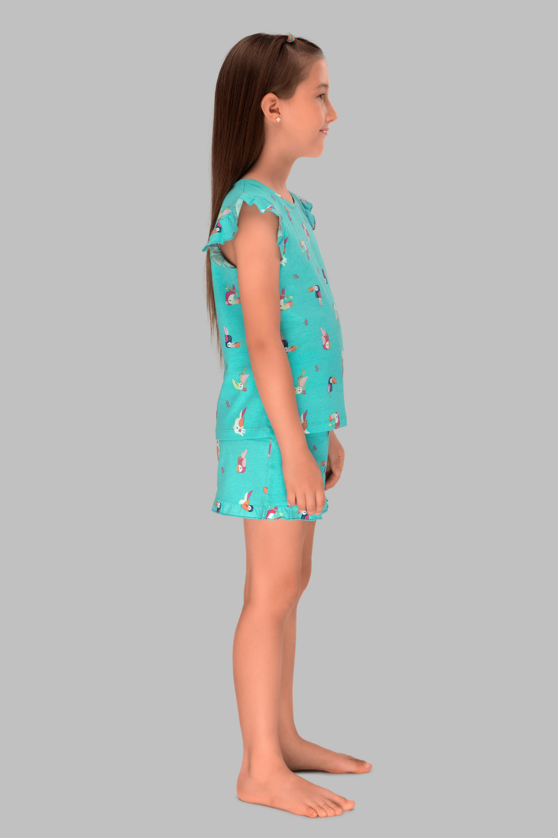 Colourful Parrot Shorts Set For Girls