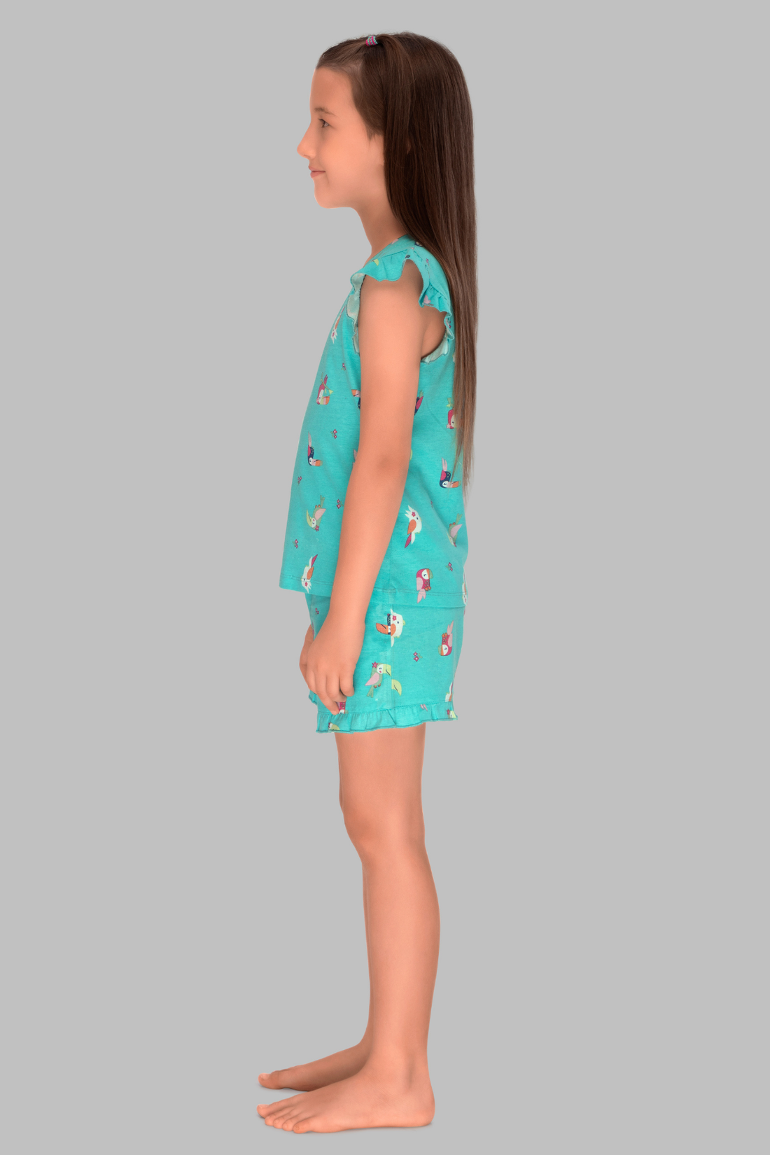 Colourful Parrot Shorts Set For Girls
