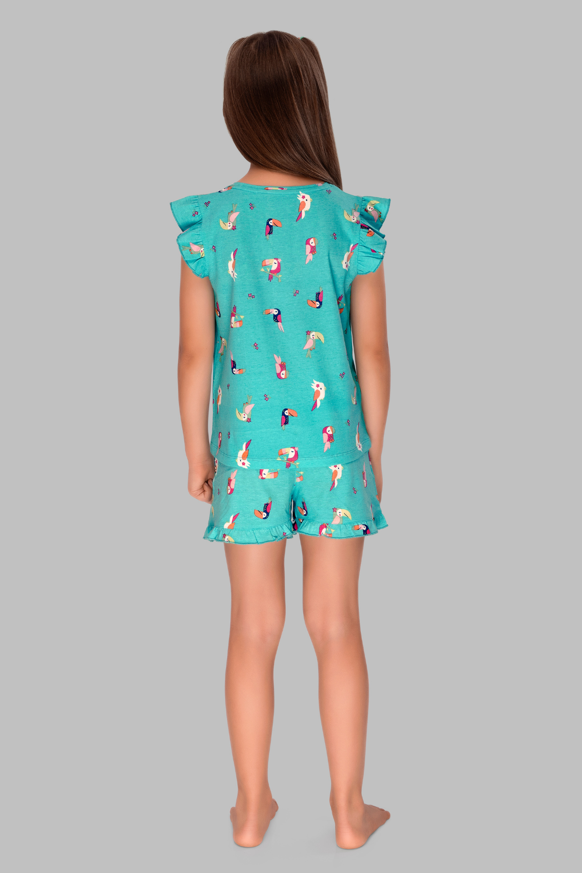 Colourful Parrot Shorts Set For Girls