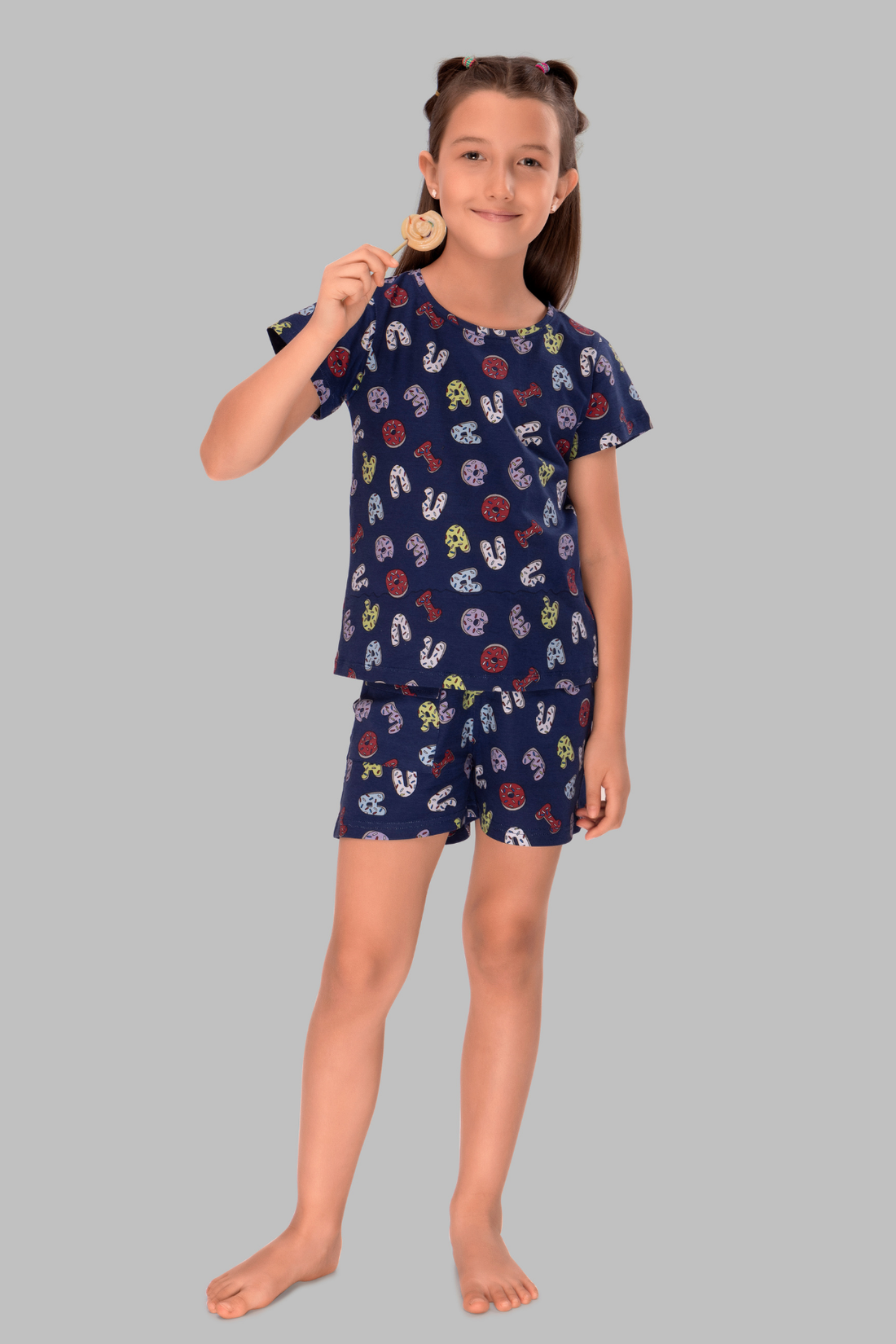 ABC Printed Shorts Set For Girls
