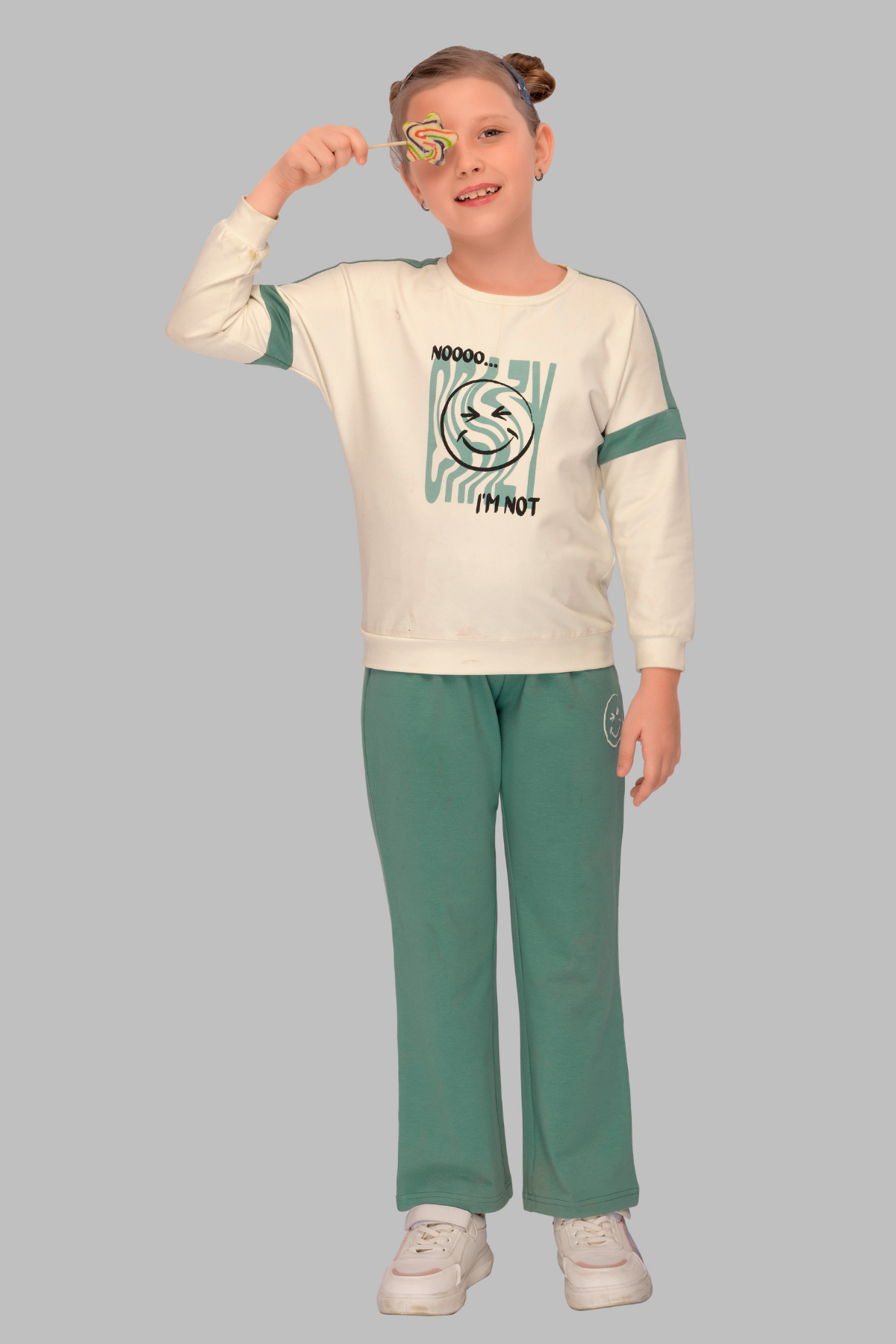 White Full Sleeves Track Suits For Girls