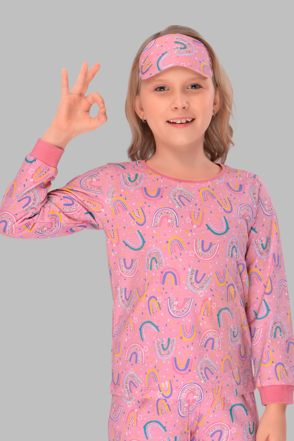 Rainbow Cute Cozy Nightsuits Top Pajama Set For Girls