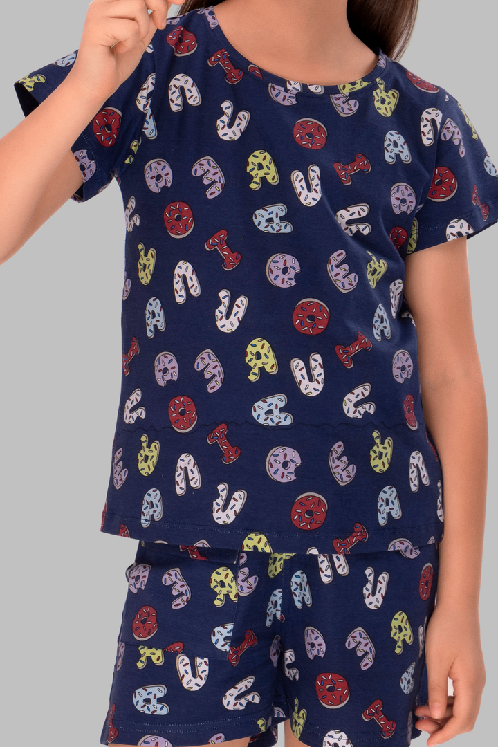 ABC Printed Shorts Set For Girls