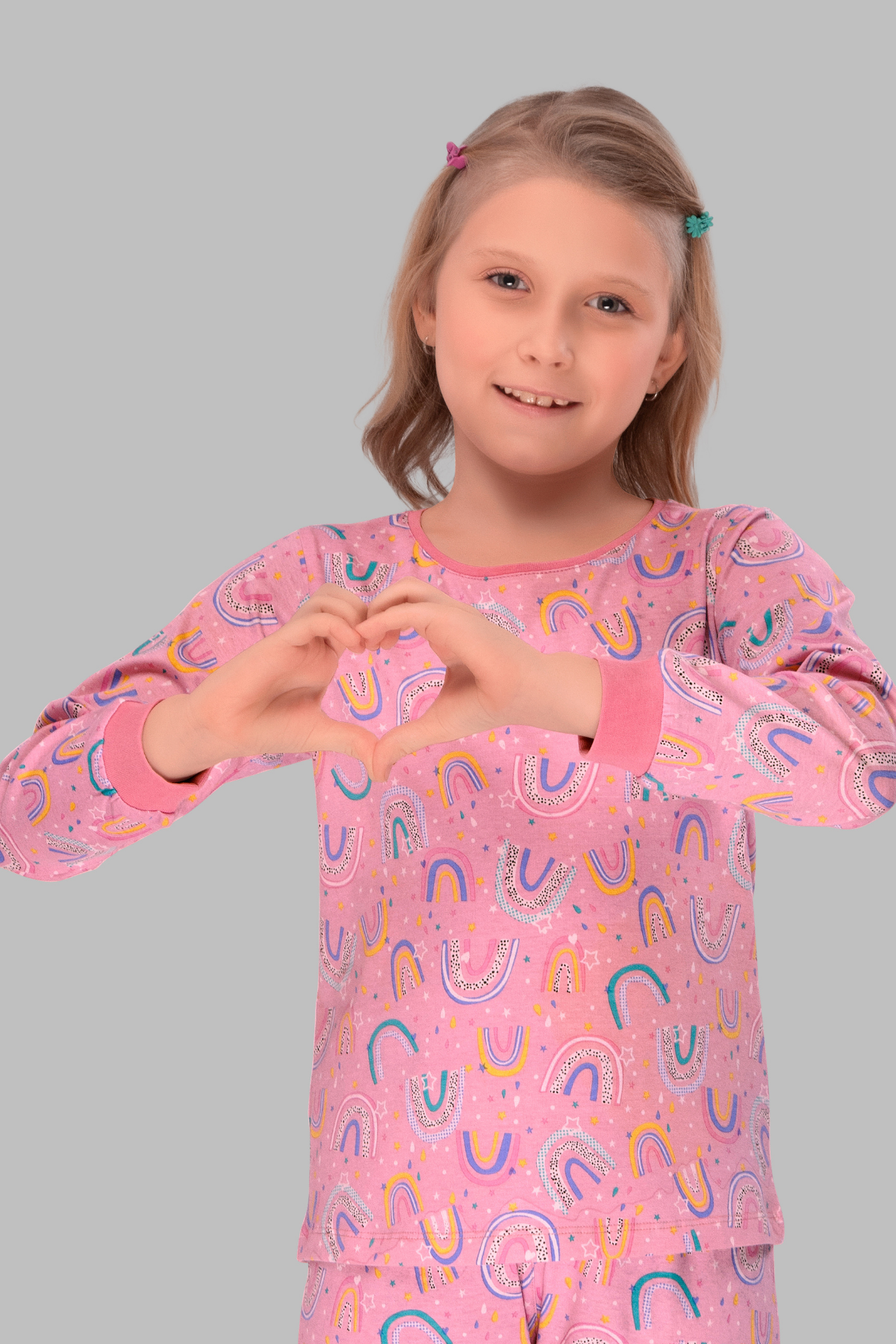 Rainbow Cute Cozy Nightsuits Top Pajama Set For Girls