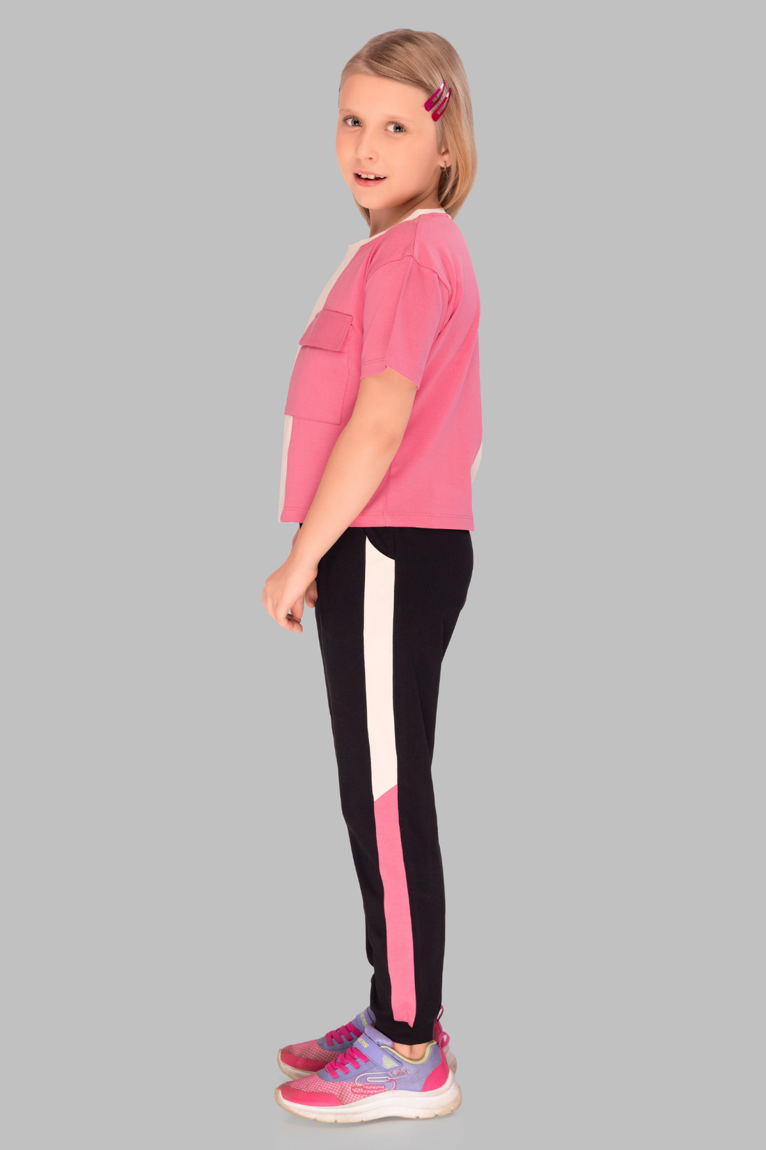 Unicorn Print Colour Block Top And Joggers Sets