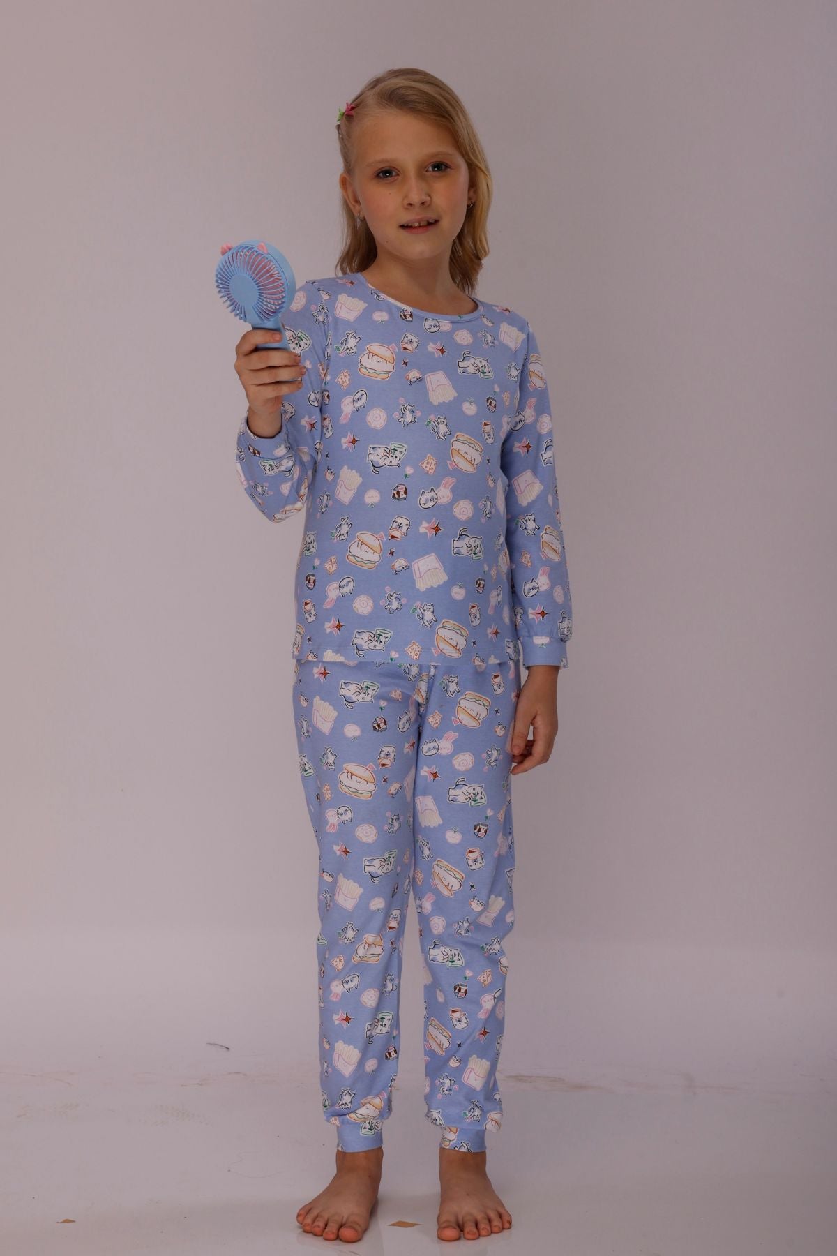 Cute Kitty Cozy Nightsuits Top Pajama Set For Girls