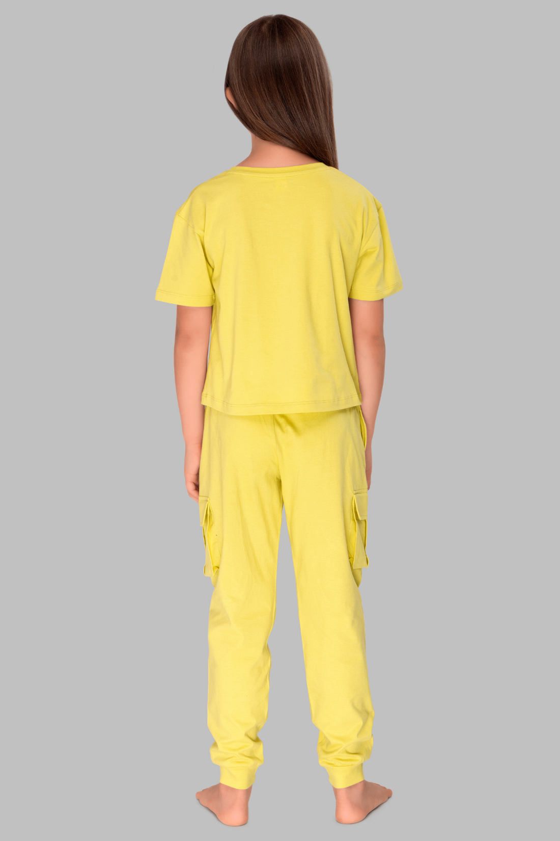 Yellow Banana Print Jogger Set for Kids - Cute Night Suit for Girls