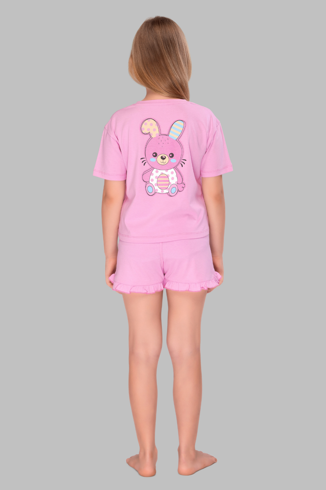 Back Print Teddy Shorts Set For Girls