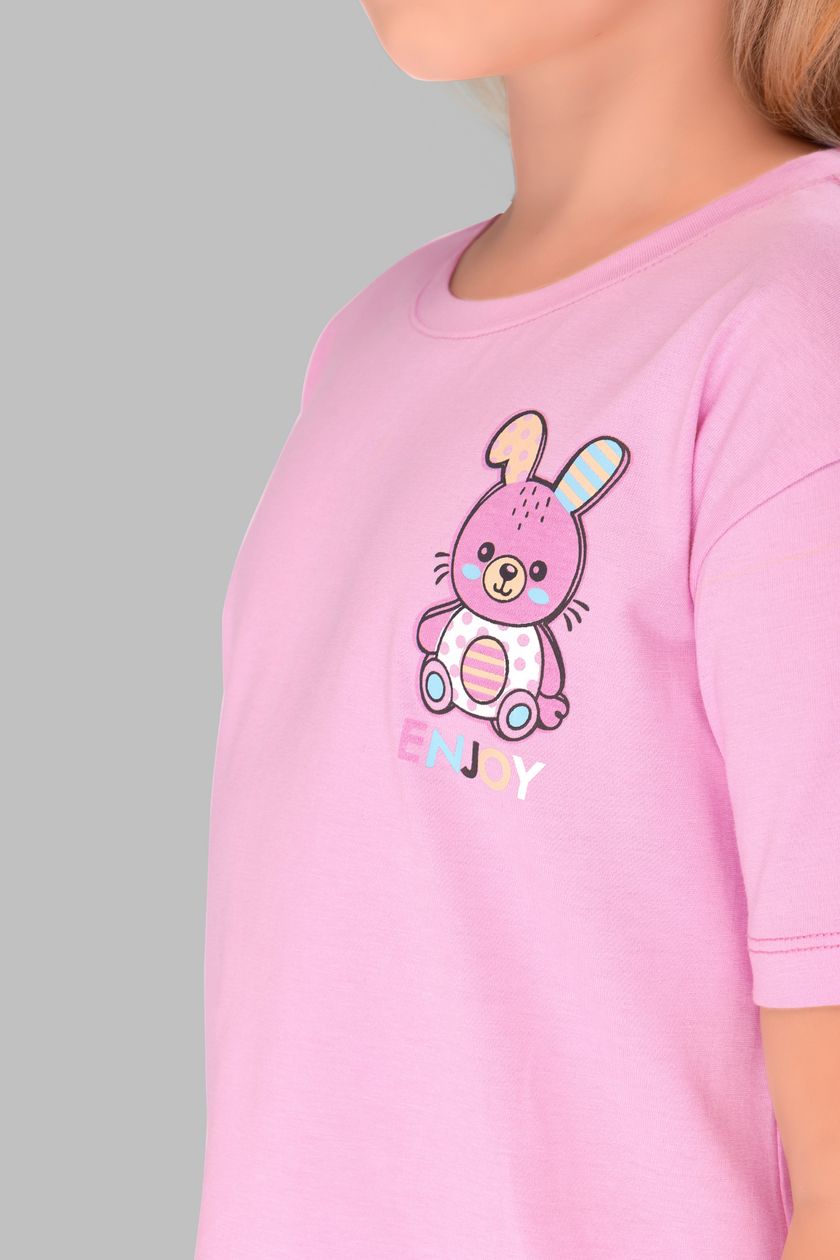 Back Print Teddy Shorts Set For Girls