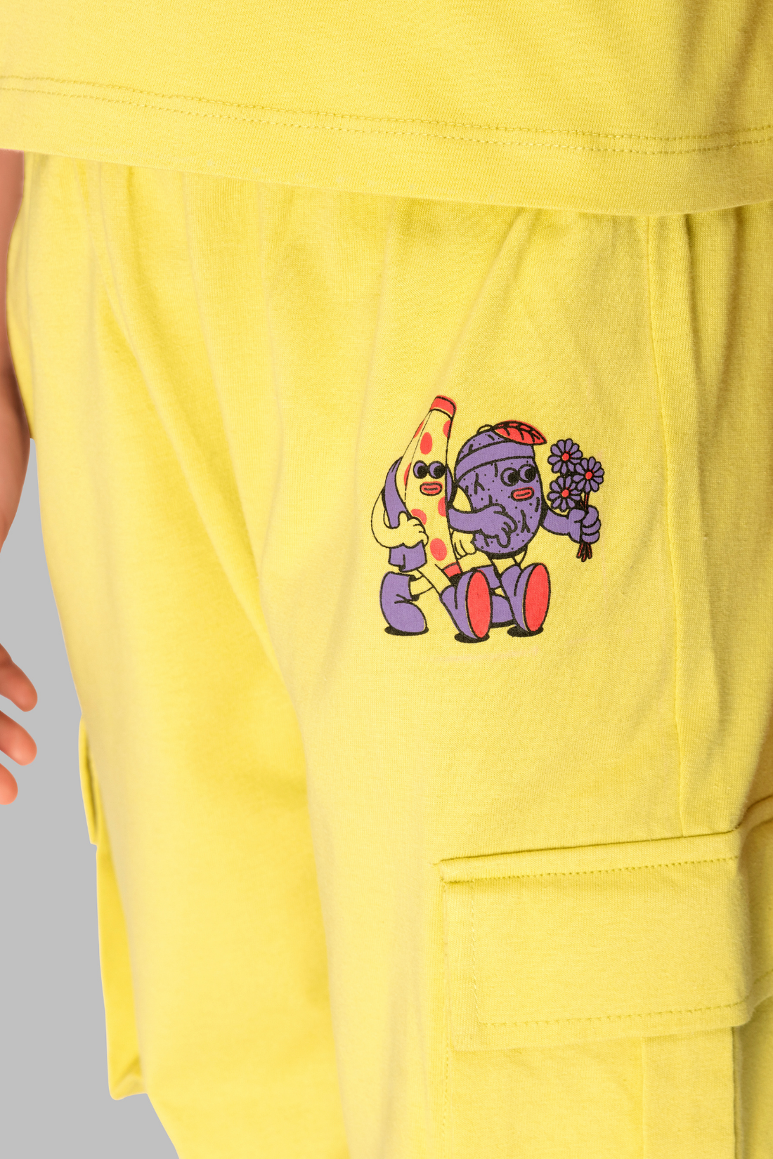 Yellow Banana Print Jogger Set for Kids - Cute Night Suit for Girls