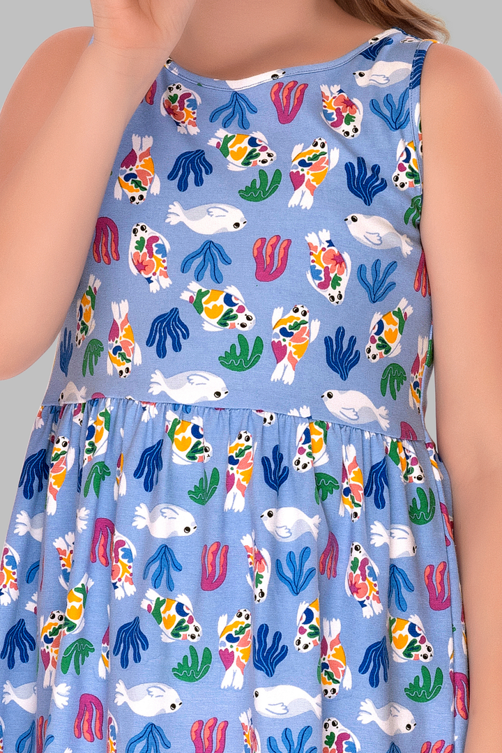 Aqua Underwater Wonderland Lounge Frock For Girls
