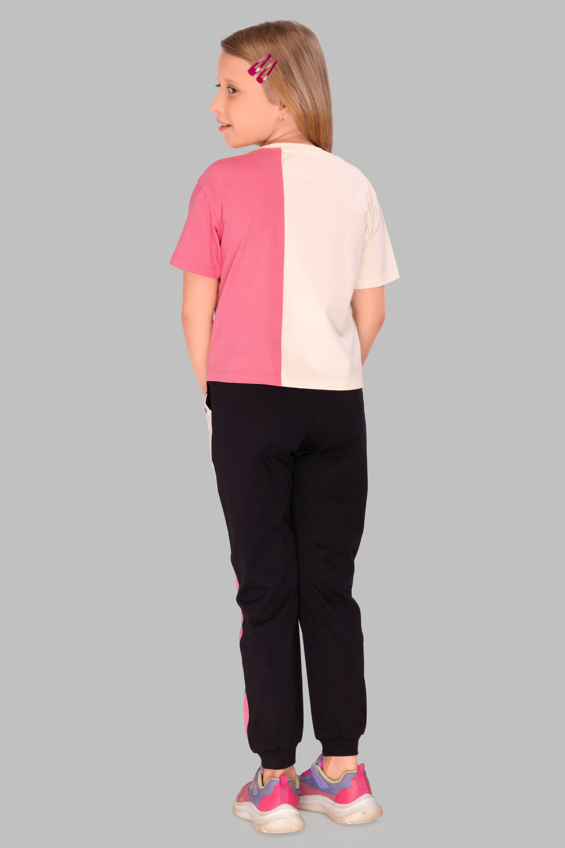 Unicorn Print Colour Block Top And Joggers Sets