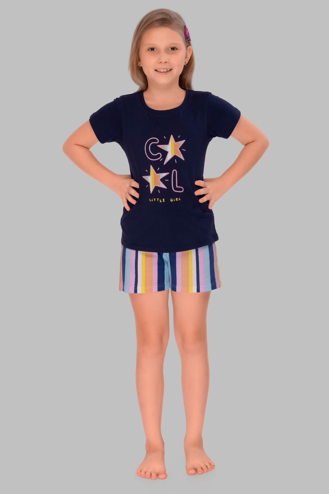 3 Piece Nightsuits Top Pajama Shorts Sets For Girls