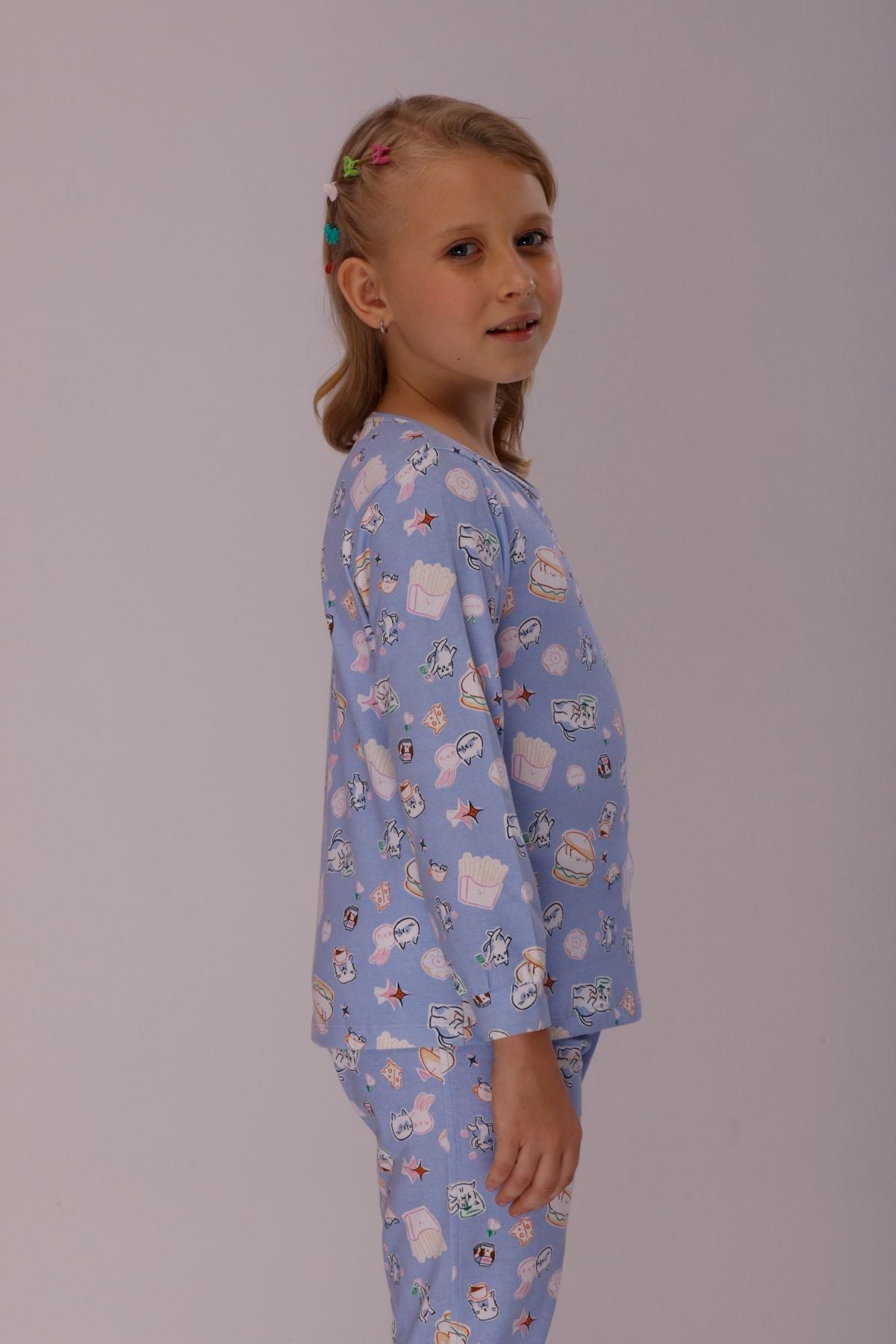 Cute Kitty Cozy Nightsuits Top Pajama Set For Girls