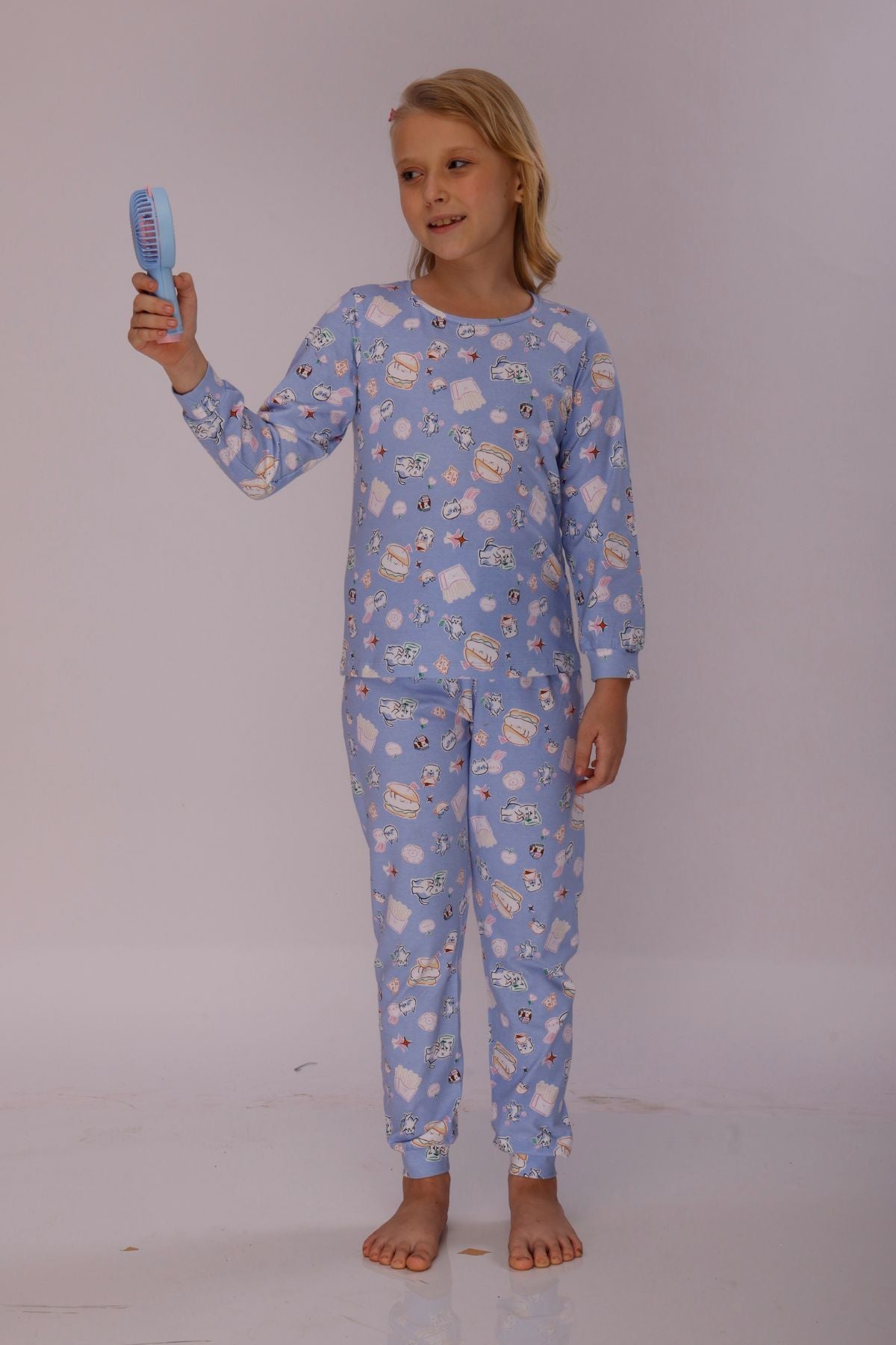 Cute Kitty Cozy Nightsuits Top Pajama Set For Girls