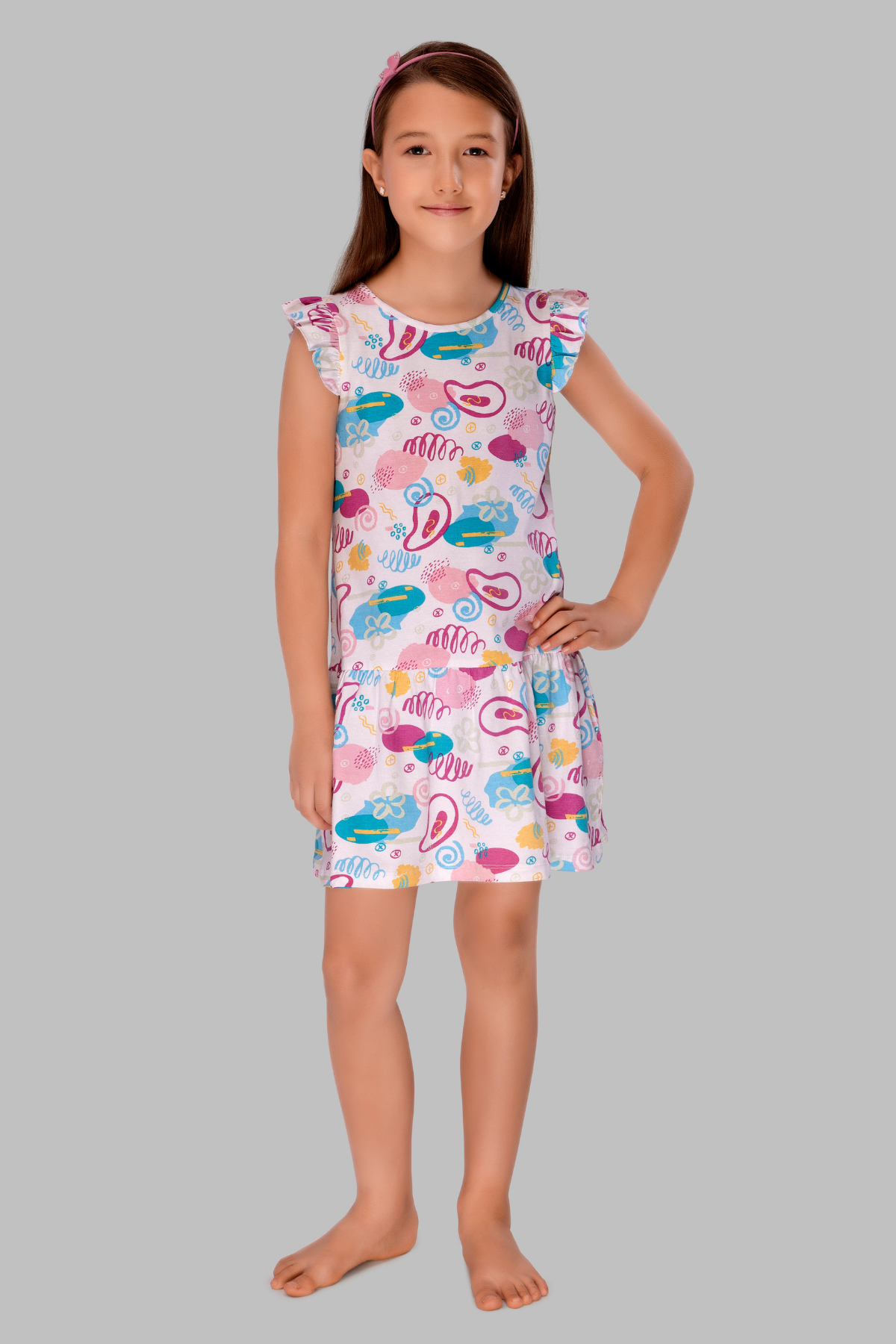 Scribbles And Doodles Lounge Frock For Girls DR 25066