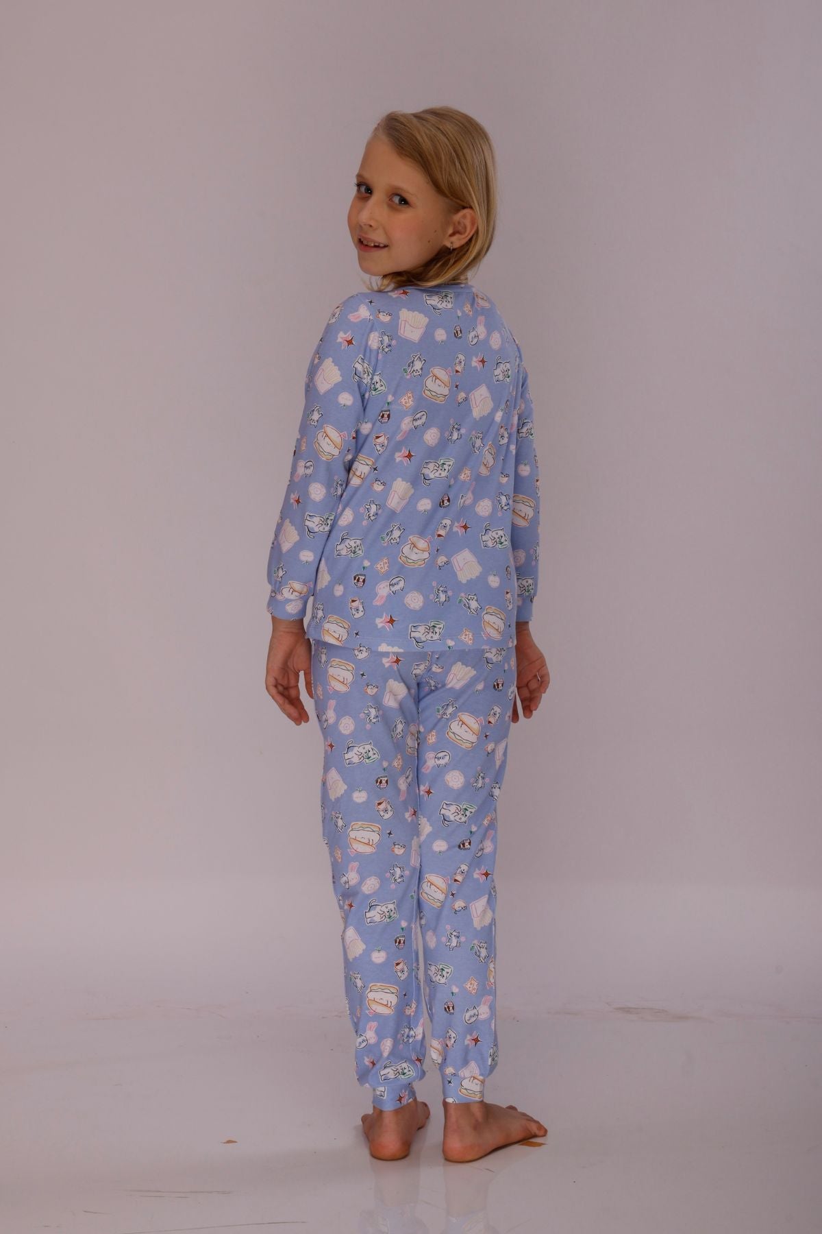 Cute Kitty Cozy Nightsuits Top Pajama Set For Girls