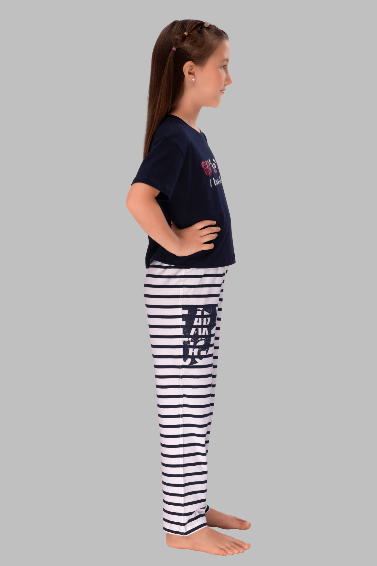 Stylish Stripes: Girls' Pajama Top Sets