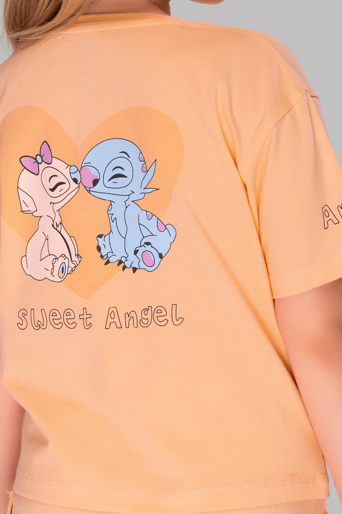 Solid Pastel Peach Shorts Set For Girls