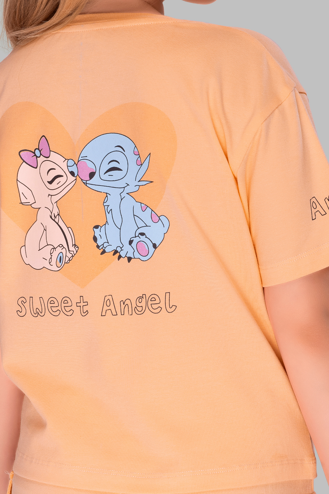 Solid Pastel Peach Shorts Set For Girls
