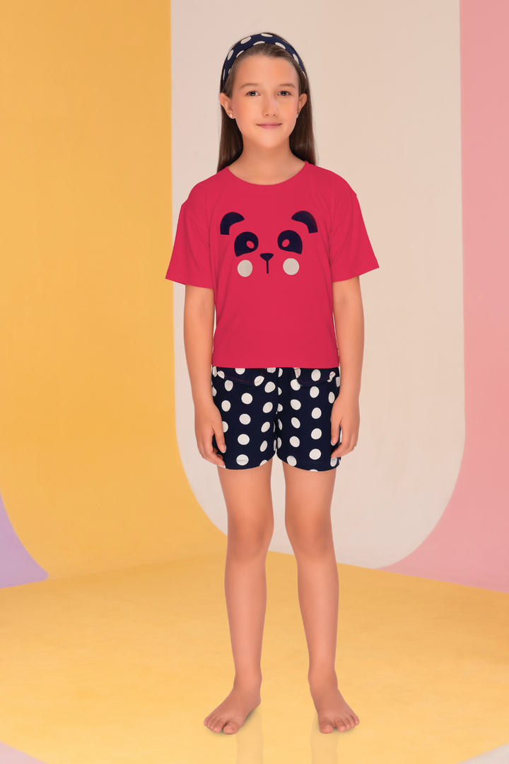 Red with Polka dots shorts
