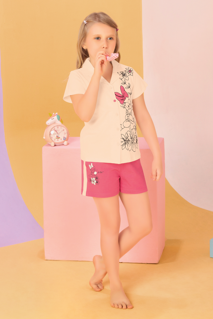 Duck Print Shirt And Shorts Sets For Girls