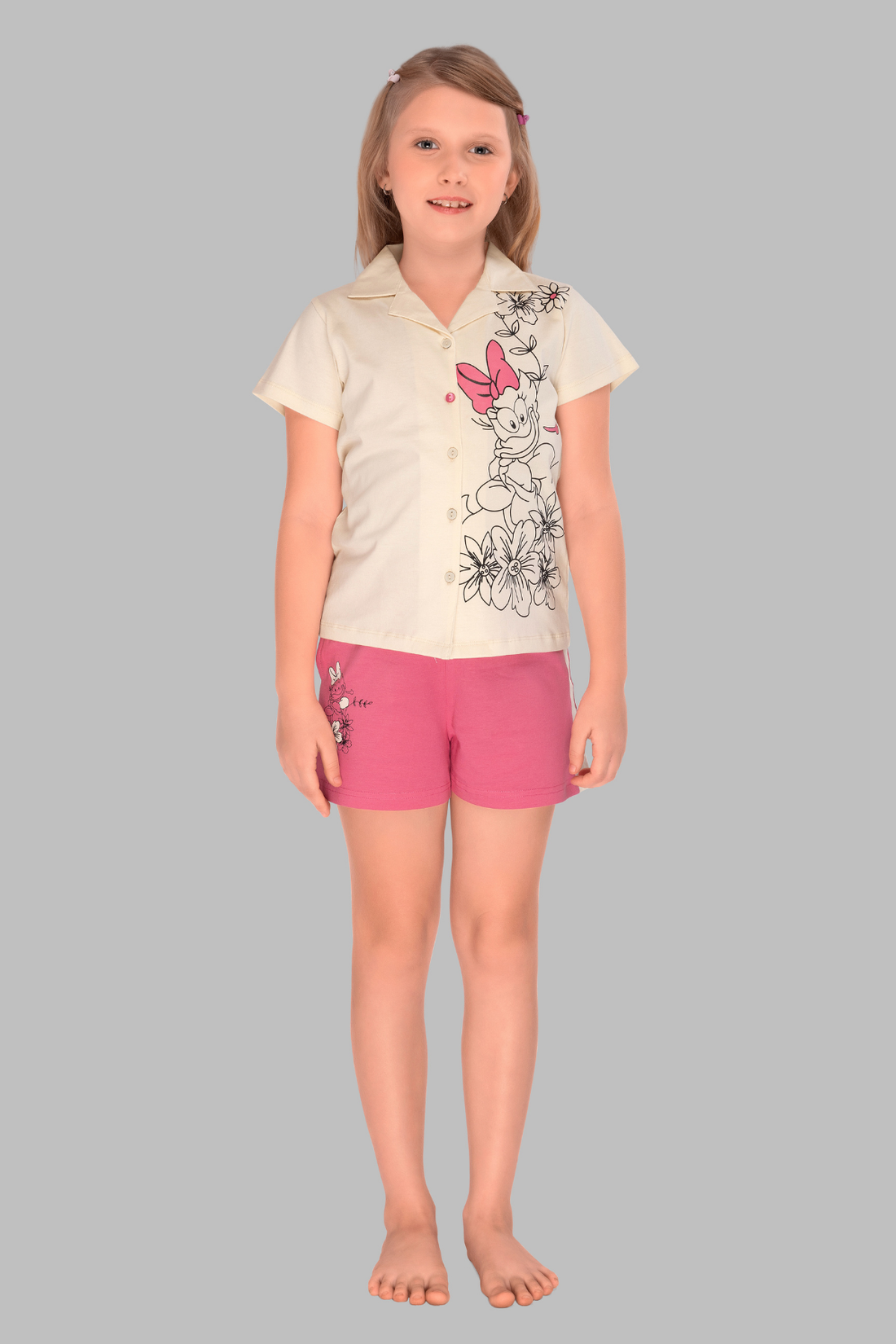 Duck Print Shirt And Shorts Sets For Girls