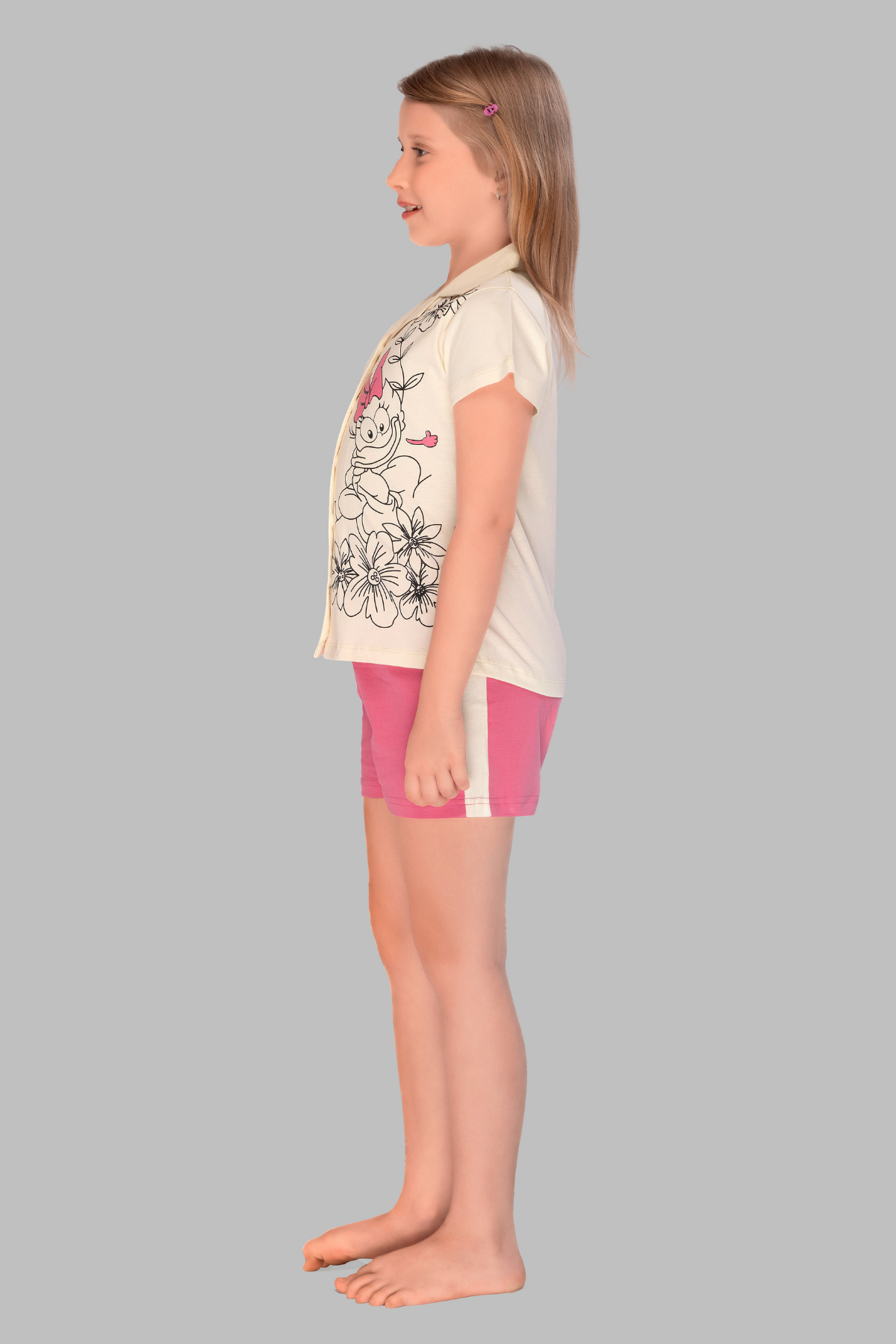 Duck Print Shirt And Shorts Sets For Girls