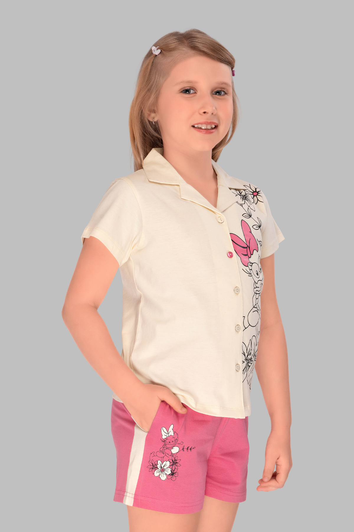 Duck Print Shirt And Shorts Sets For Girls