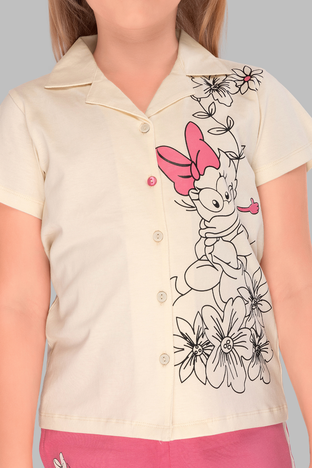 Duck Print Shirt And Shorts Sets For Girls