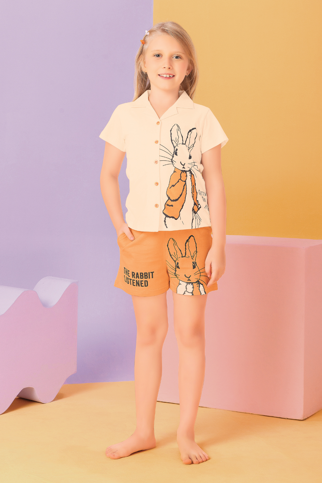Funny Bunny Shirt And Shorts Sets For Girls