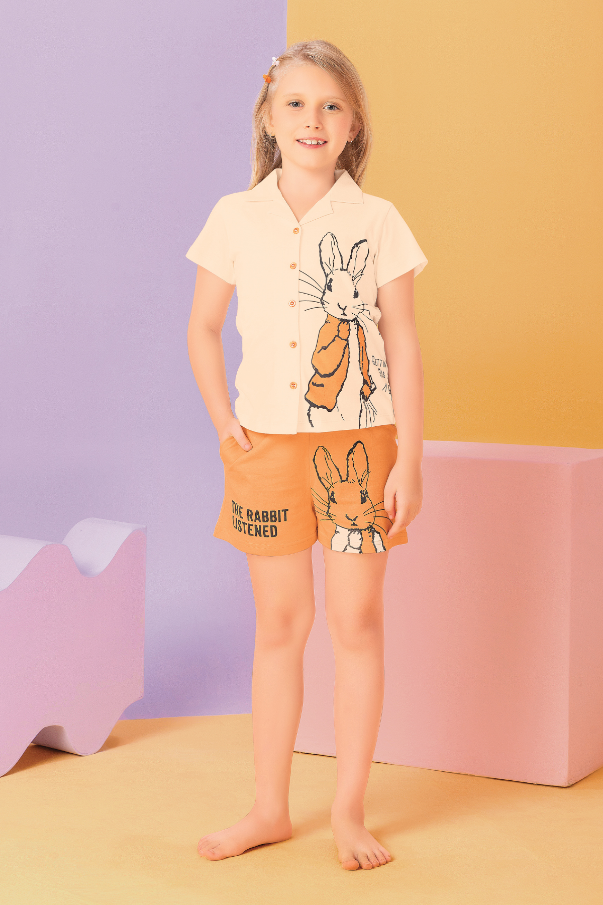 Funny Bunny Shirt And Shorts Sets For Girls CL 25104