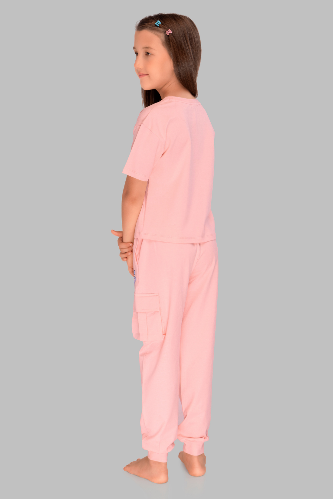 Light Print Top And Cargo Joggers Sets For Girls