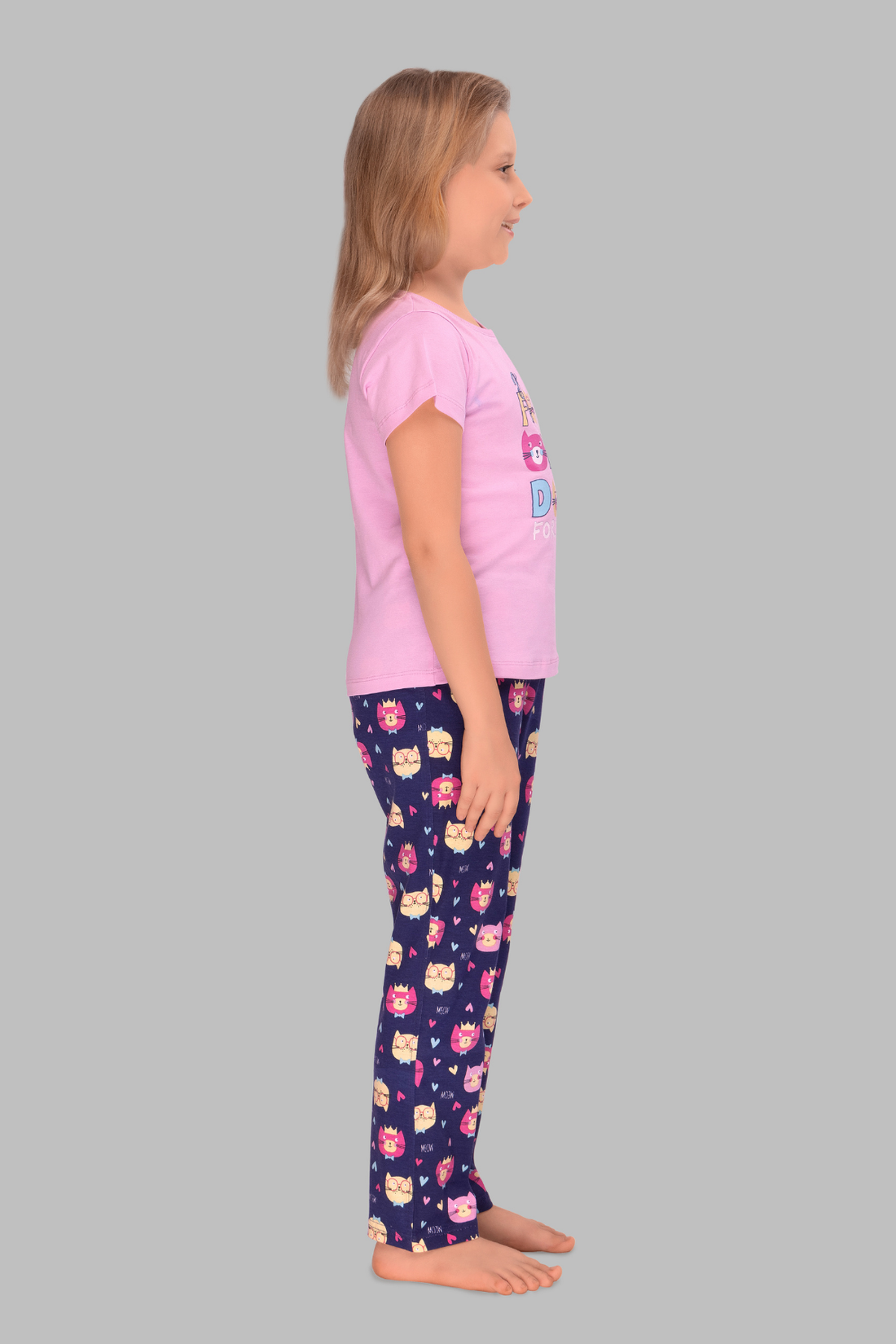 Pink & Navy "Best Friends Forever" Pajama Set For Girls PJ 25002