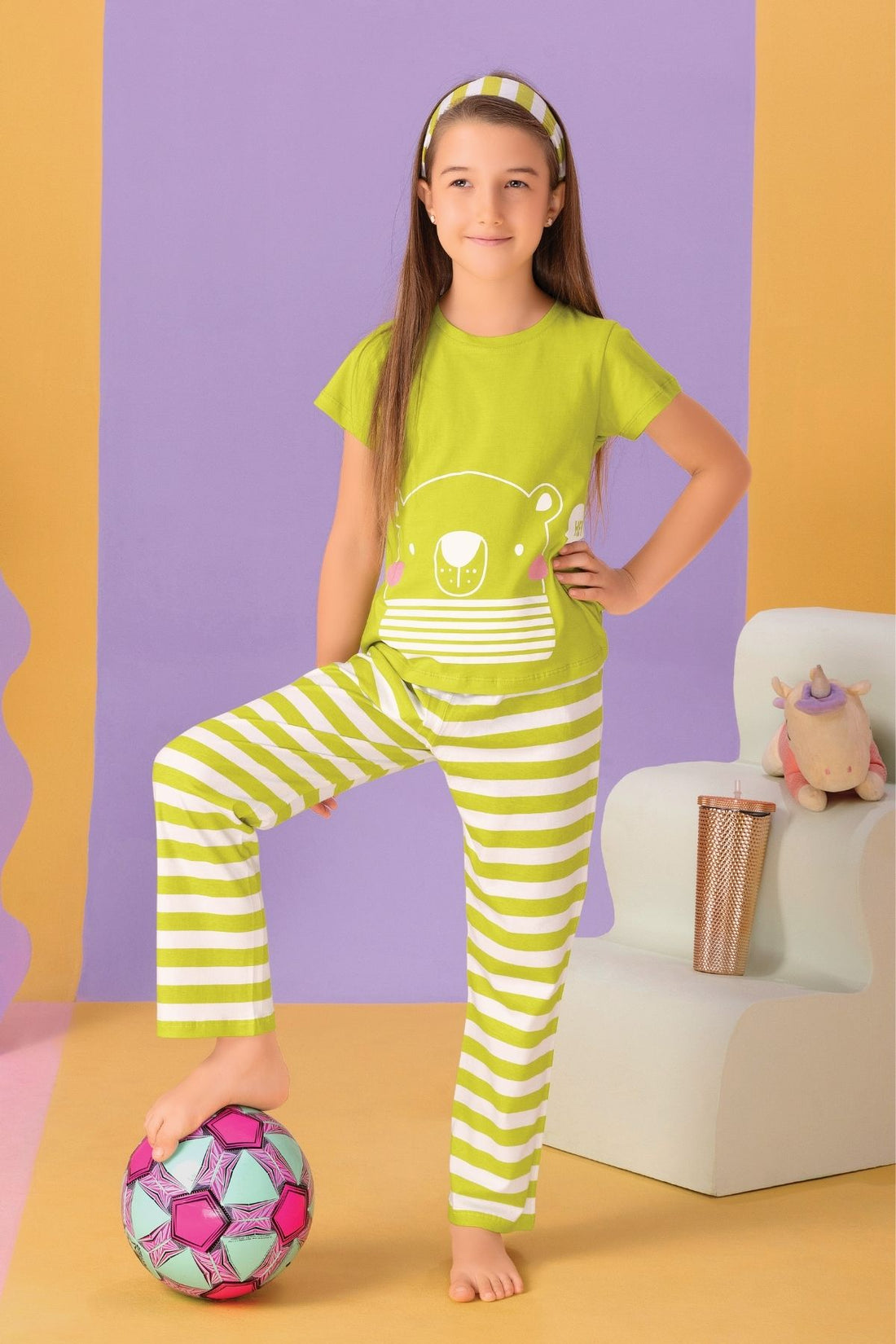 3 Piece Nightsuits Top Pajama Shorts Sets For Girls