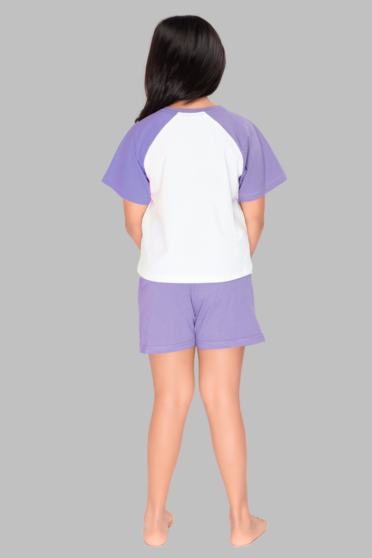 Colour Block Shorts Set For Girls