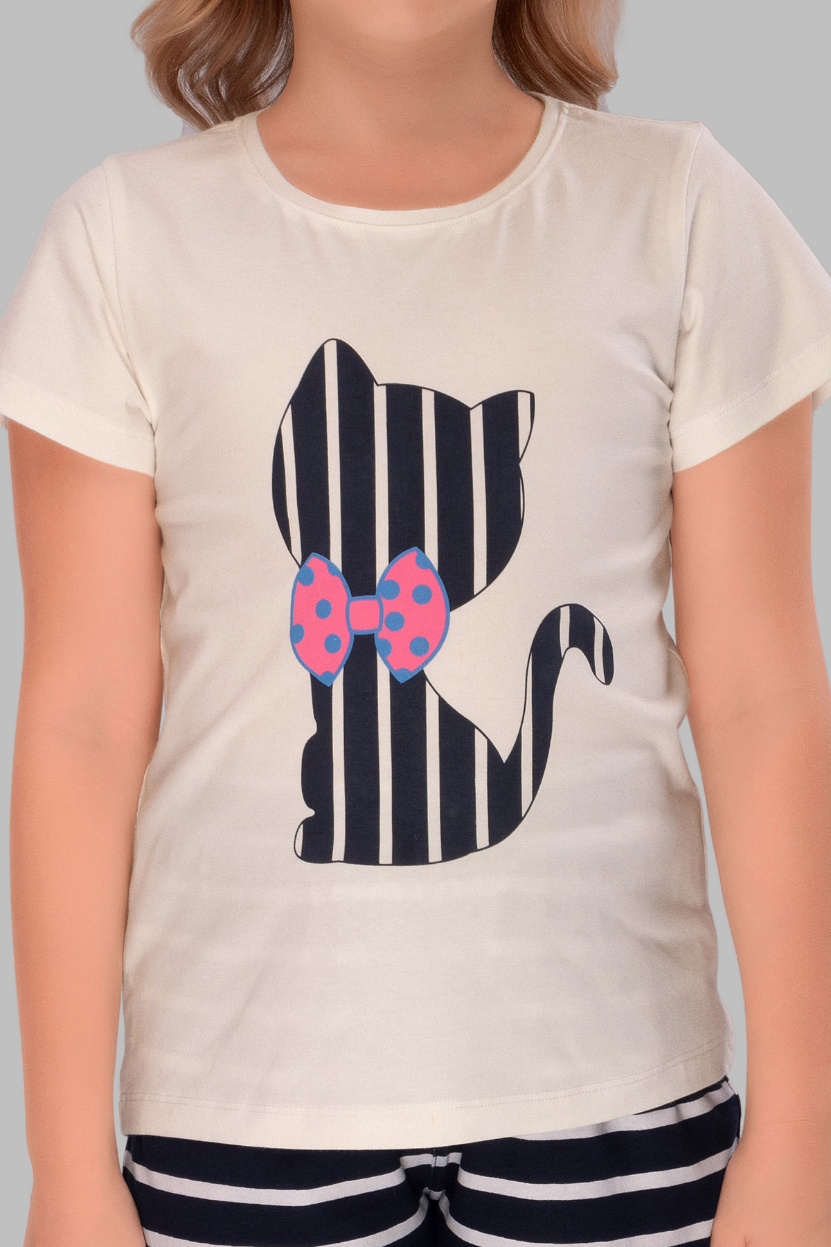 Meow in Style: Striped Kitty Pajama Set