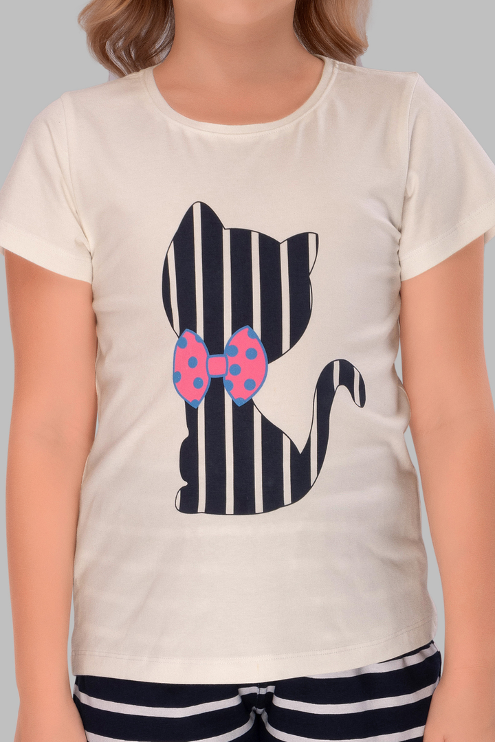 Meow in Style: Striped Kitty Pajama Set PJ 25008