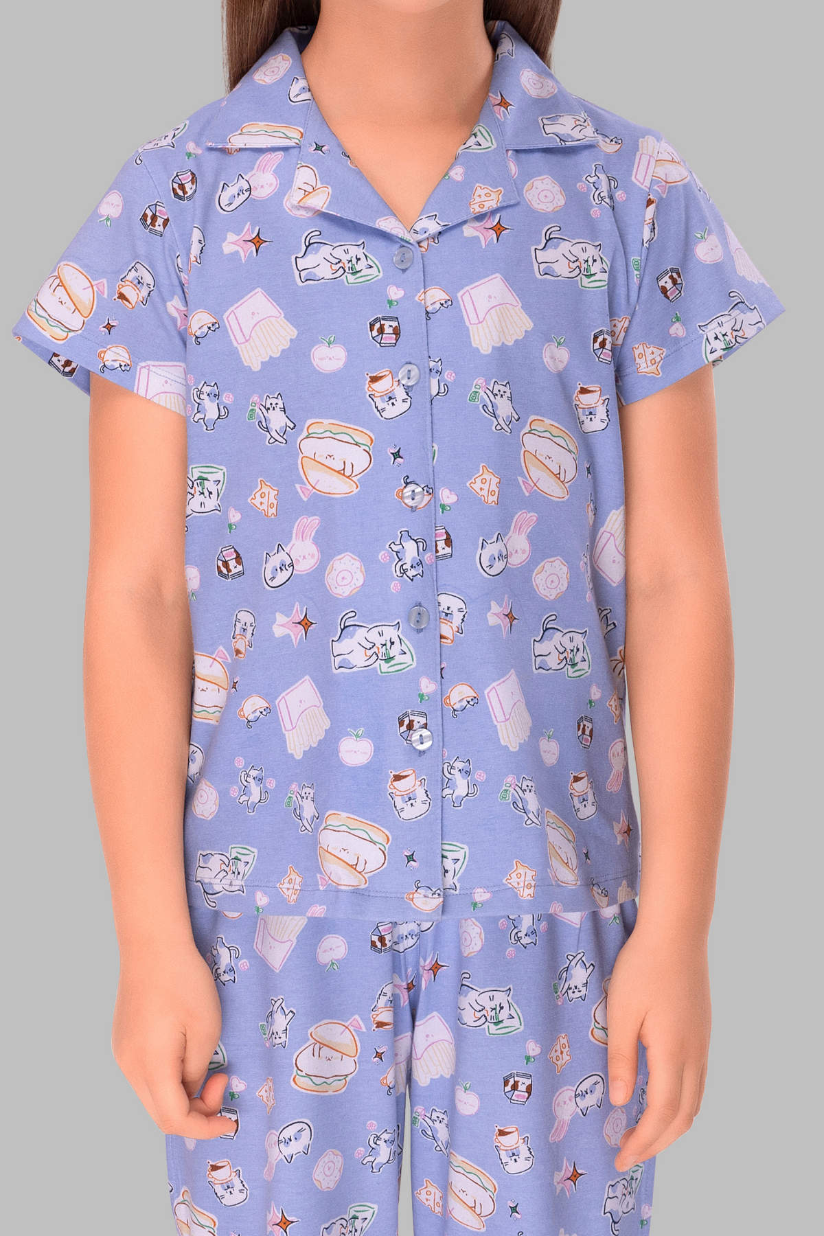 Solid Pastel Peach Shorts Set For Girls CL 25096